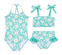 Kids4ever Girls Swimming Costume 2 Piece Quick Dry Breathable Bikini Set 3D Printed Swimsuit Bathing Suit for Kids 2-7 Years