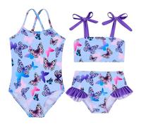 Kids4ever Girls Swimming Costume 2 Piece Quick Dry Breathable Bikini Set 3D Printed Swimsuit Bathing Suit for Kids 2-7 Years