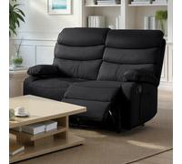 Kudlhome 2 Seater Manual Recliner Sofa, Black - Black - PU Leather - 133