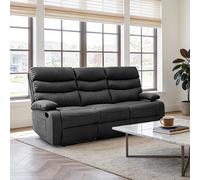 Kidsaw 3 Seater Manual Recliner Sofa Black Pu Fabric