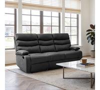 Kidsaw 3 Seater Manual Recliner Sofa Black Pu Fabric
