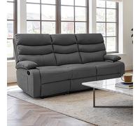 Kidsaw 3 Seater Manual Recliner Sofa DARK GREY PU Fabric Kidsaw Grey