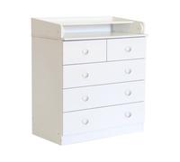 KUDL Baby 5 Drawer Unit 1780 With Changing Board And Storage White, White