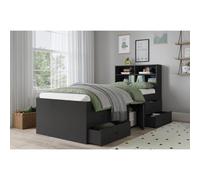 Kidsaw Captain's Single 3Ft Black Cabin Bed With Bookcase Headboard