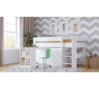 Mid Sleeper, Desk, Drawers Bundle - White Kidsaw White Single