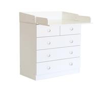 KUDL Baby 5 Drawer Unit 1780 With Changing Board And Storage White, White