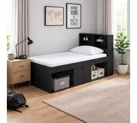 KUDL HOME Low Single 3ft Cabin Bed With Bookcase HB Black KUDL HOME Black Single