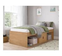 Kidsaw Low Single 3ft Cabin Bed Frame, Oak Effect in Brown Kidsaw Brown Single