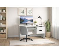 KIDSAW Modern Home Office Desk with Storage Drawers - White, White