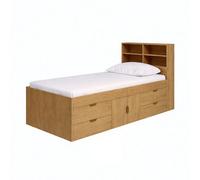 KIDSAW Captain's Single 3ft Cabin Bed with bookcase headboard Oak, Brown