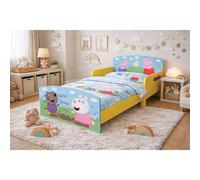 Kidsaw Peppa Pig Kids Toddler Bed Frame with Safety Rails, Yellow/Blue | Size: Junior Kidsaw Multicolor Junior