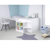 Kidsaw Pilot Cabin Bed With Built-In Desk, Cube Unit In White