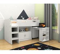 Kidsaw Single, Mid Sleeper With Desk & Storage Cupboard