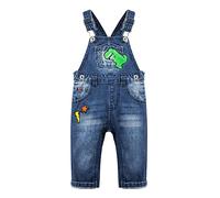 KIDSCOOL SPACE Baby Boy Overall,Dinosaur On Bib Lightning Star Jean Dungaree,Blue,2-3 Years