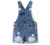 KIDSCOOL SPACE Girls Denim Overall Shorts,Little Big Boys Jean Overalls,Blue,4-5 Years