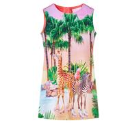 Kids' Dress Sleeveless Girl's Dress Tropical Scenery and Animal Print Coral vida