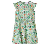 Kids' Dress with Flying Sleeves School Unicorn and Plant Print Light Khaki vidaX