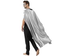 Kidsfere Adults Superhero Cape and Mask for Man Woman Halloween Vampire Cape Costume, Silver, L56 * W36