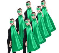 Kidsfere Superhero Capes and Masks for Teenagers Adults Men Women Team Building Dress Up Party Cape Halloween Costume 7 Pack (Green)