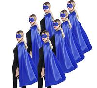 Kidsfere Superhero Capes and Masks for Teenagers Adults Men Women Team Building Dress Up Party Cape Halloween Costume 7 Pack (Blue)