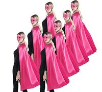 Kidsfere Superhero Capes and Masks for Teenagers Adults Men Women Team Building Dress Up Party Cape Halloween Costume 7 Pack (Hot Pink)