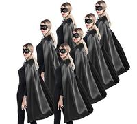 Kidsfere Superhero Capes and Masks for Teenagers Adults Men Women Team Building Dress Up Party Cape Halloween Costume 7 Pack (Black)