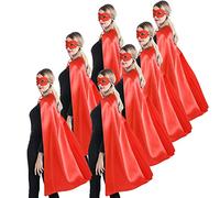 Kidsfere Superhero Capes and Masks for Teenagers Adults Men Women Team Building Dress Up Party Cape Halloween Costume 7 Pack, Red