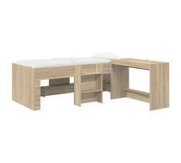 Kids'High Bed Frame with Desk Engineered Wood Combo Bedroom Furniture vidaXL