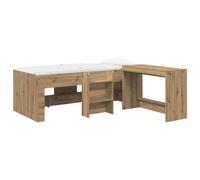 Kids'High Bed Frame with Desk Engineered Wood Modern Space-Saving Base vidaXL