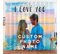 KIDSLOVE Custom Blackout Curtains, Pack of 2 Opaque Curtains Bedroom Curtain Noise Protection, Personalised Window Curtains with Photo and Text (1.150 x 166 cm (W x H) / 75 x 166 cm x 2)