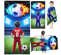 KIDSLOVE Personalised Football Beach Towel with Name, Personalised Football Towel, Bath Towel with Name, Microfibre Beach Towel, Large, 80 x 150 cm, Bath Towel for Boys and Children (1.70 x 140 cm)