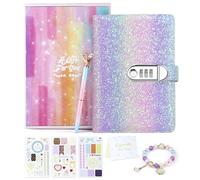Kidsord Diary with Lock for Girls, Diary for Girls Ages 8-12, 200 Pages A5 Password Refillable Lined Secret Diary Gifts for 9 10 11 12 Year Old Girls (Rainbow Purple)