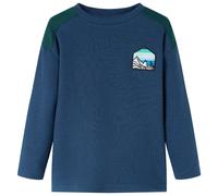 Kids'Sweatshirt Long Sleeves Pullover Waffled Scenery Print Navy Blue 104 vidaXL