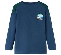 Kids' Sweatshirt Long Sleeves Pullover Waffled Scenery Print Navy Blue 140 vidaX