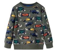 Kids' Sweatshirt Long Sleeves Toddler Pullover Top Racing Cars Print Khaki vidaX