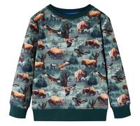 Kids' Sweatshirt with Cattle and Eagle Print Toddler Tops Pullover Dark Green vi