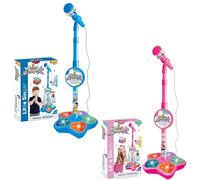 Kidstar All-in-One Microphone Toy, Karaoke Machine for Kids, Fun Singing Toy with Adjustable Stand & Colorful Lights, Karaoke Microphone for Kids Singing Song (Pink)
