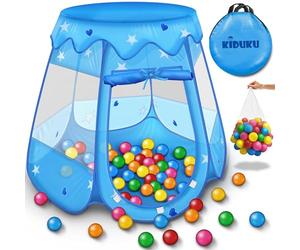 KIDUKU® Childs Play Tent Pop-Up + 100 Balls + Carrying bag Play house Ball pool Castle for Indoor and Outdoor use 3 In 1 Playground for Children Baby Kids (Blue)