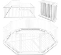 KIDUKU® Wooden Baby Child Playpen XXL Foldable Incl. Door, Consisting of 8 Panels, Individually Adjustable Large Play Pen Portable for Toddlers