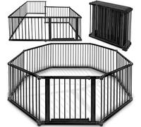 KIDUKU® Wooden Baby Child Playpen XXL Foldable Incl. Door, Consisting of 8 Panels, Individually Adjustable Large Play Pen Portable for Toddlers