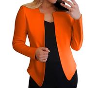 Kiduoua Womens Cropped Blazer Collarless Suits & Blazers Open Front Jackets 3/4 Ruched Sleeves Outerwear Half Linen Cardigan