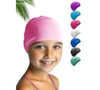KIDVERSE Waterproof Kids Swimming Cap for Girls & Boys Swim Hat with Anti-Slip Grips - Comfortable Silicone Swim Cap Girls & Boys - Childrens Swimming Hat Kids with UV Protection