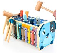 KIDWILL Montessori Toys for 1 Year Old Boys Girls Wooden Hammering Pounding Toys with Xylophone, Number Maze, Pounding Bench Educational Montessori Gift for 1 2 3 Year Old Boys Girls