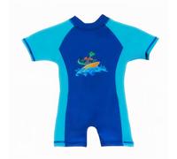 Kidz Swimmers Baby Boys Blue UPF 50+ All-in-One Sunsuit - Lightweight UV Sun Protection Swimwear for Infants 12-18 Months with Back Zip