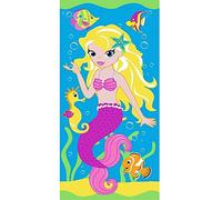 Kidz Swimmers Girls Colourful Mermaid Beach Towel - 100% Cotton - 70 x 140cm - Super Soft, Absorbent & Fun - Ideal for Swimming, Holidays, Beach & Bath Time