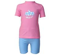 Kidz Swimmers Girls UV Sun Protection Rash Vest and Swim Shorts UPF 50+ Pink and Blue (9-10 Years)