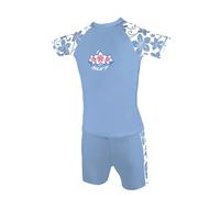 Kidz Swimmers Girls UV Sun Protection Rash Vest and Swim Shorts UPF 50+ Placid Blue (9-10 Years)