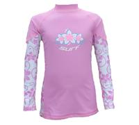 Kidz Swimmers Surf Girls Long Sleeve Sun Protection Rash Vest UPF 50+ Fuchsia Pink & White (9-10 Years)