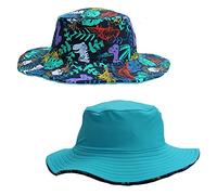 Kidz Swimmers UPF50+ Reversible Sun Hat for Kids - Baby & Toddler Bucket Hat in Jungle Dinosaur Blue for Use in & Out of Water UV Protection L (5-6 Years)
