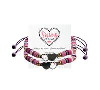 KIDZVEFUN 2PCS Big Sister Little Sister Matching Bracelets Sister Hearted Beaded Bracelet for Women,Sister Bracelets for 2,Matching Sister Bracelets for Christmas Day Gift, One Size, Aluminum